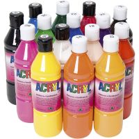 Acrylic paint, primary colours, 15x500 ml/ 1 pack