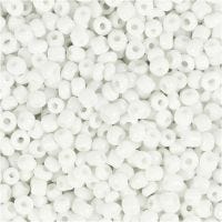 Rocaille seed beads, Dia. 3 mm, size 8/0 , hole size 0,6-1,0 mm, white, 25 g/ 1 pack