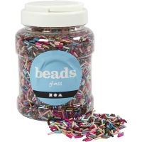 Bead Mix, L: 6 mm, D 1,5-2 mm, hole size 1 mm, metallic colours, 520 g/ 1 tub