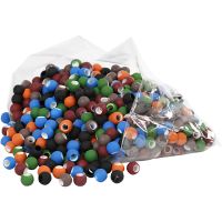 Link Beads, size 8x10 mm, hole size 5 mm, assorted colours, 300 g/ 1 pack