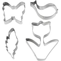 Cookie cutters, flower, bird, butterfly, feather, H: 11 cm, 4 pc/ 1 pack