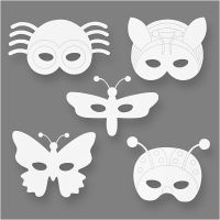 Insect Masks, H: 14-17 cm, W: 19,5-23 cm, 230 g, white, 16 pc/ 1 pack