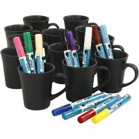 Black mugs painting, assorted colours, 1 set, 36 pc