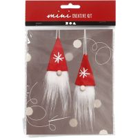 Creative mini kit, hanging Christmas gnome, H: 11 cm, 1 set