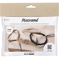 Mini Craft Kit Macramé, Bracelet, black, olive-brown, sand, 1 pack