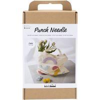 Craft Kit Punch Needle, Tote bag, pastel colours, 1 pack