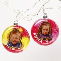 A Flat Glass Bauble with a Child's Photo