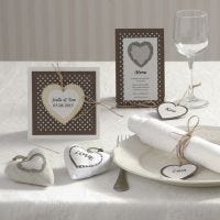 A Party Invitation and Card with a Wooden Heart