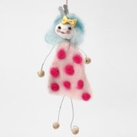 A Floral Wire Doll Shape with a Needle Felted Dress