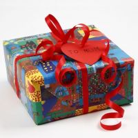 Gift Wrapping using Wrapping Paper with Handmade Drawings