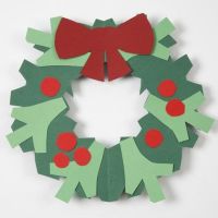 A Holly Wreath with a Bow made from Card