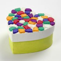 A painted heart-shaped Box with Mosaics on the Lid