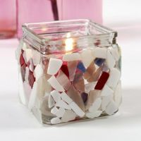 A Candle Holder with Glass Mosaic