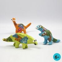 Painted Papier-Mâché Dinosaurs decorated with Decoupage Paper