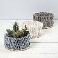 A knitted Basket made from Paper Yarn