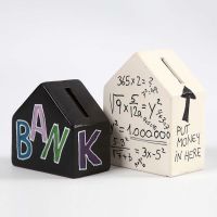 Terracotta Money Boxes decorated with Text and Numbers