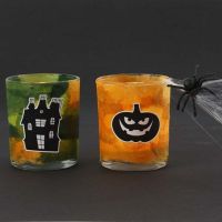 Halloween Tea Light Candle Holders with Straw Silk Paper