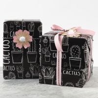 Gift wrapping decorated with a Card Flower