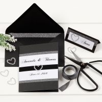 A black Wedding Card with Design Tape Borders