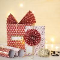 Christmas Gift Wrapping with a Paper Fan and a Paper Rosette 