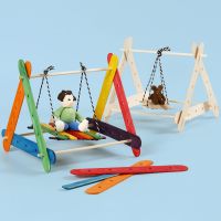 A swing frame made from construction sticks