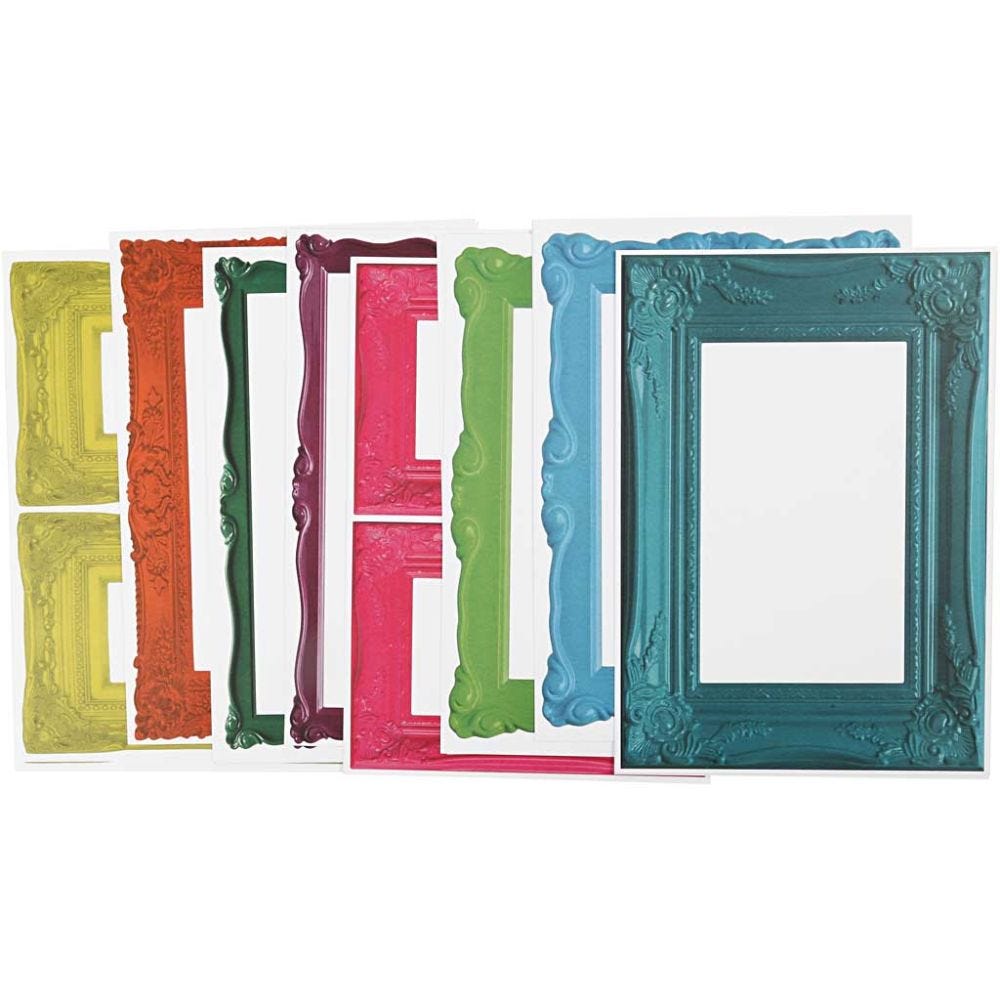 Frames, size 26,2x18,5 cm, bold colours, 16 ass sheets/ 1 pack