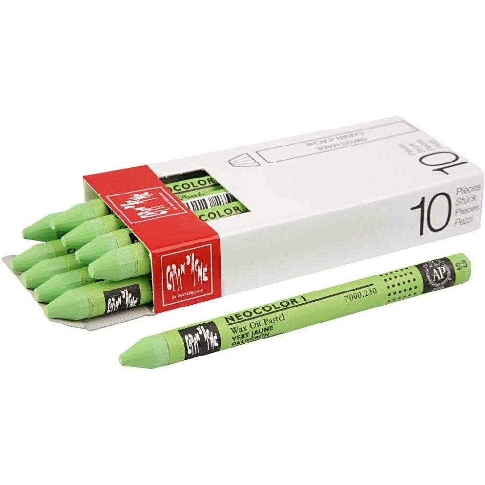 Neocolor I Crayons, L: 10 cm, thickness 8 mm, yellow green (230), 10 pc/ 1 pack
