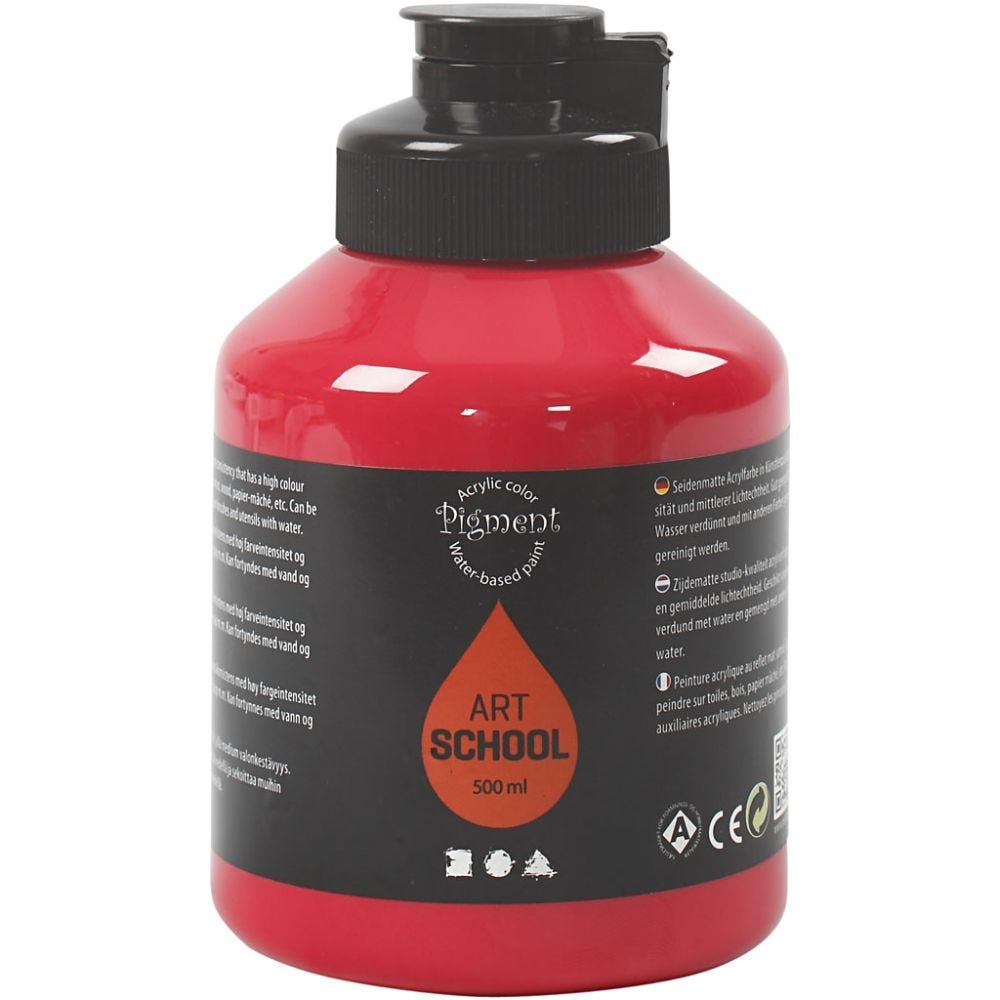 Pigment Art School Paint, semi-transparent, primary red, 500 ml/ 1 bottle