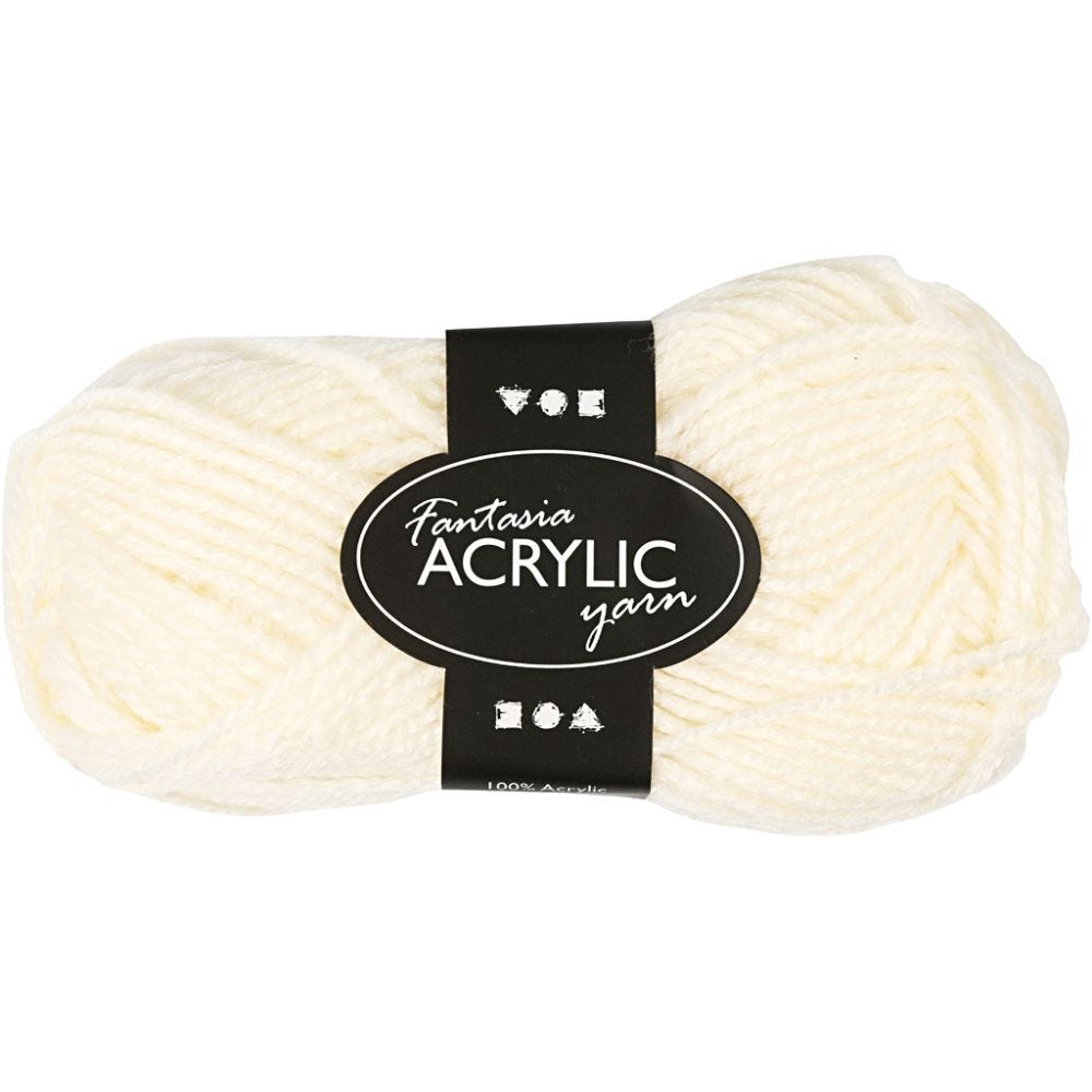 Fantasia Acrylic Yarn, L: 80 m, off-white, 50 g/ 1 ball