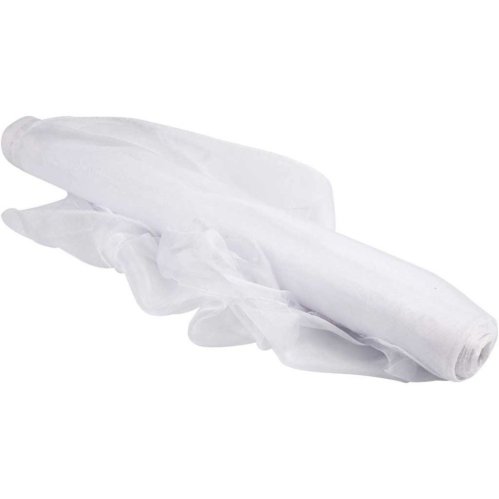 Organza Fabric, W: 50 cm, white, 10 m/ 1 roll