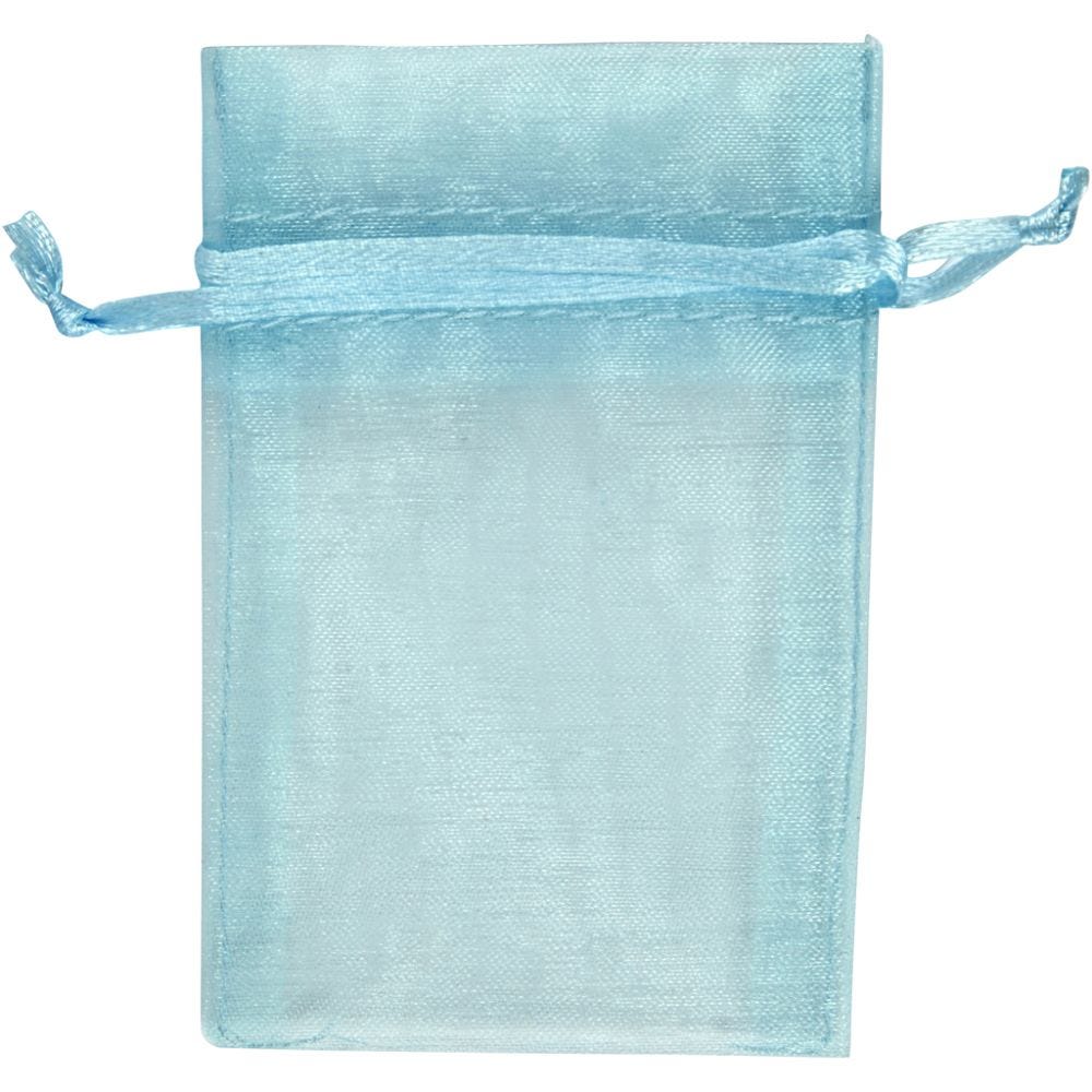 Organza Bags, size 7x10 cm, light blue, 10 pc/ 1 pack
