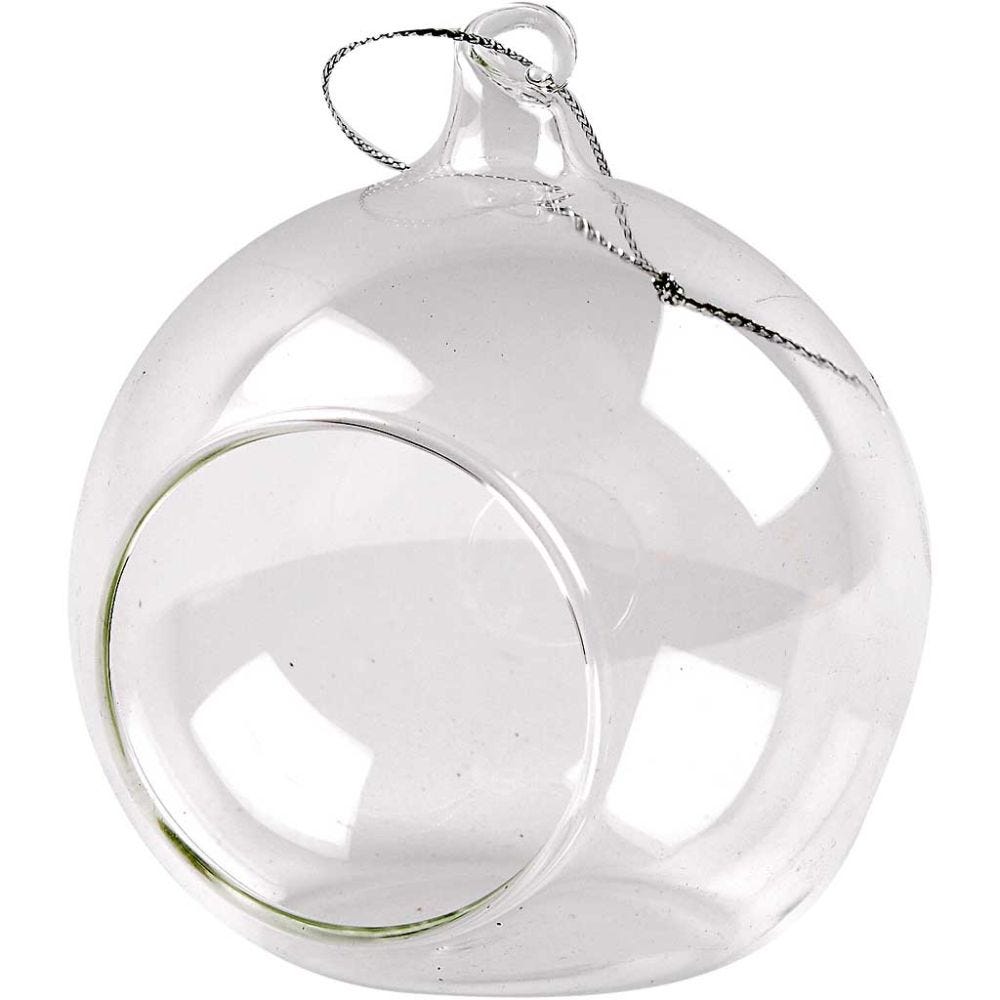 Glass Ornament with Opening Dia. 8 cm 6 pc 1 pack