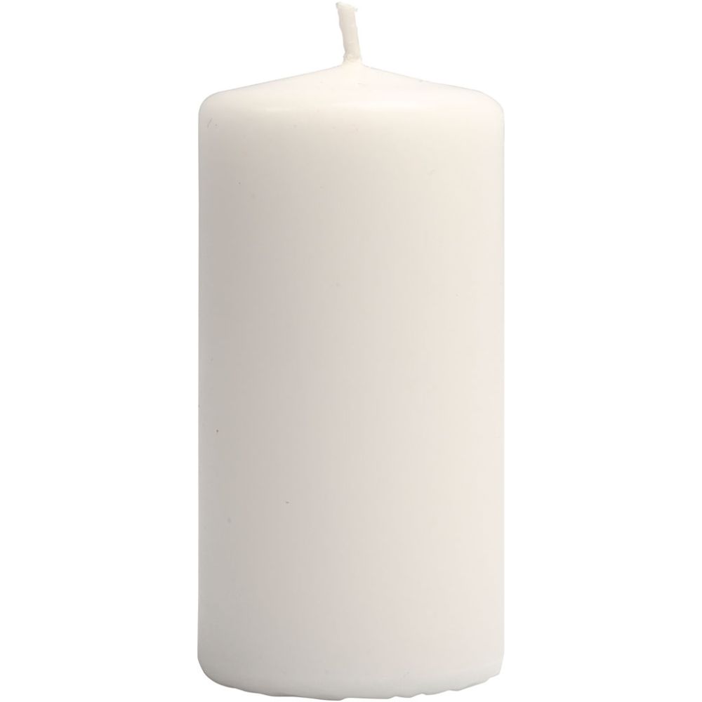 Candles, H: 100 mm, D 50 mm, white, 6 pc/ 1 pack