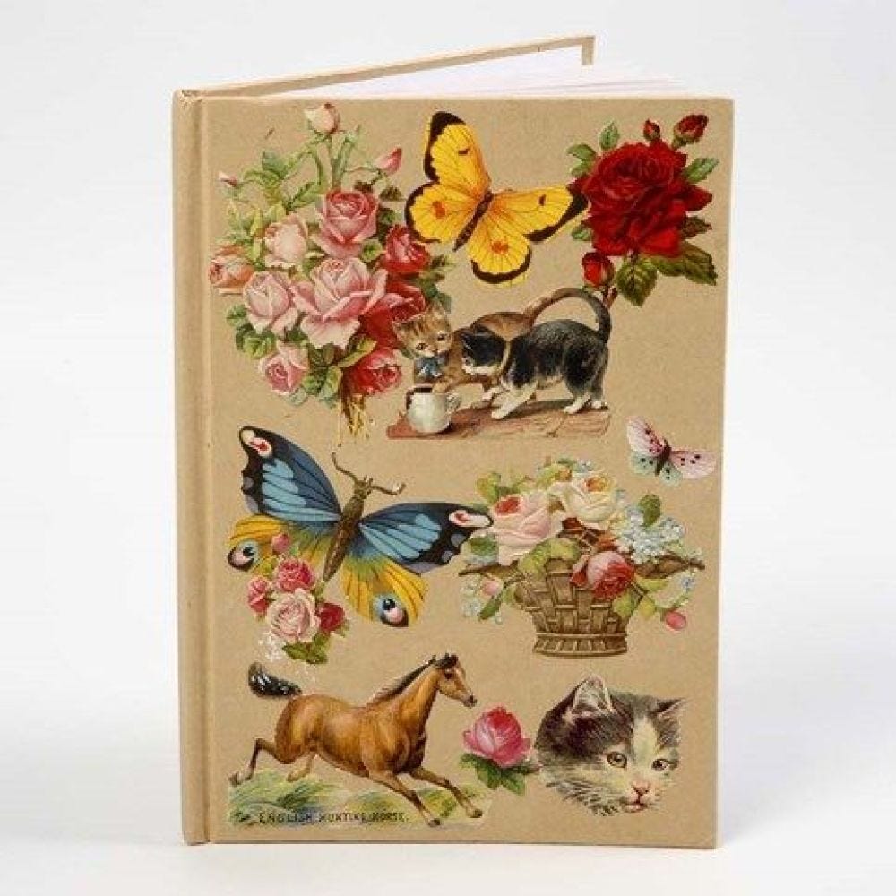 A Note Book with a Collage of Vintage Die-Cuts