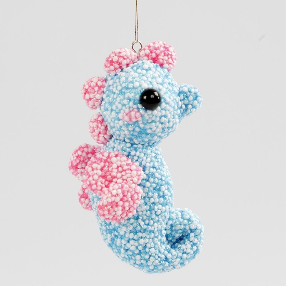 A Sea Horse hanging Decoration made from a Polystyrene Ball covered with Foam Clay