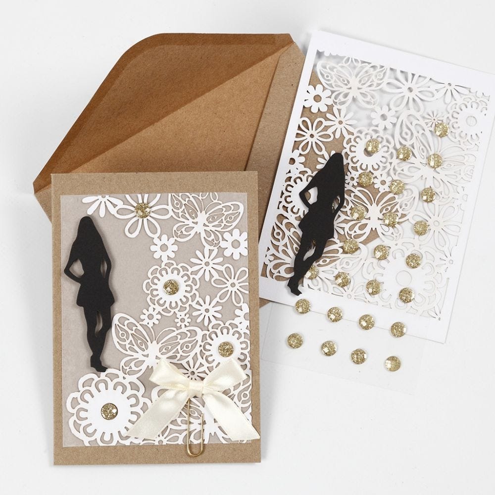 An Invitation with a Card Silhouette, Lace patterned Card and Vellum Paper for a Confirmation Party