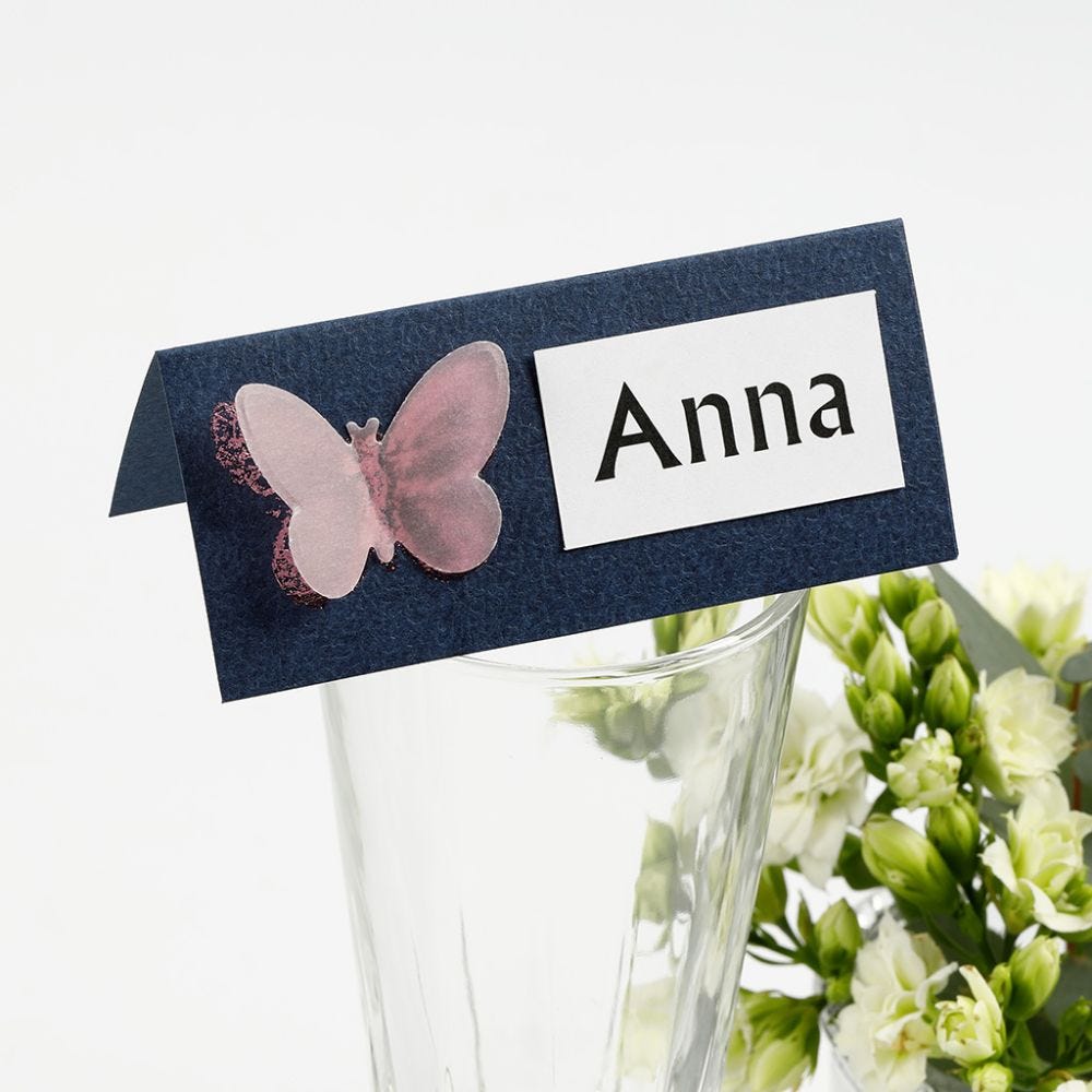 A Place Card with a punched-out Vellum Paper Butterfly