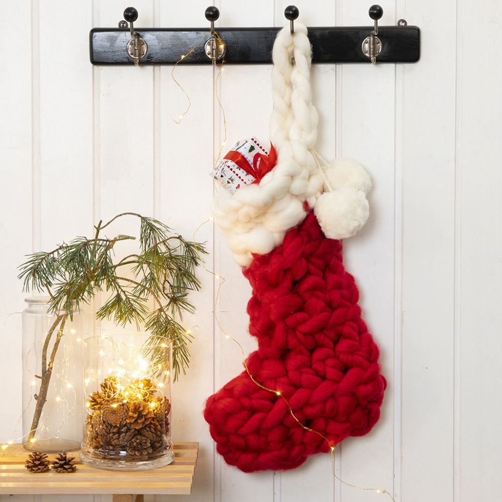 A crocheted Christmas Stocking for Advent Calendar Presents