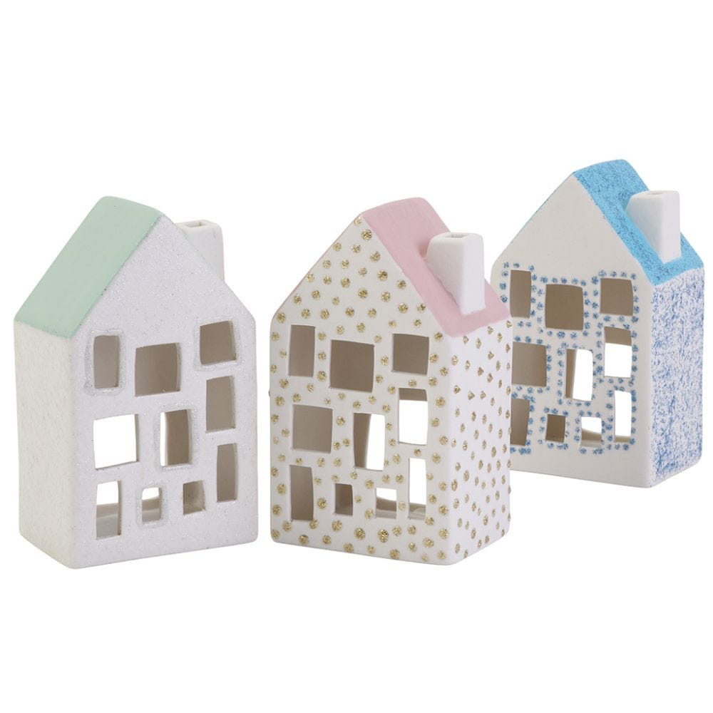 Cosy ceramic houses with glitter details