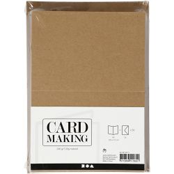 Cards and envelopes, card size 10,5x15 cm, envelope size 11,5x16,5 cm, 120+240, natural, 50 set/ 1 pack