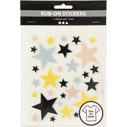 Rub-on Stickers, stars, sheet 12,2x15,3 cm, 2 sheet/ 1 pack