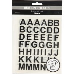 Rub-on Stickers, letters and numbers, H: 17 mm, W: 17 mm, sheet 12,2x15,3 cm, black, 2 sheet/ 1 pack