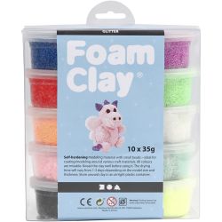 Foam Clay&reg;, glitter, assorted colours, 10x35 g/ 1 pack