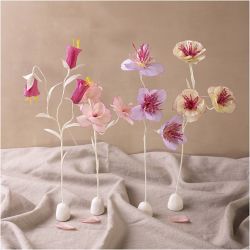 Craft Kit Crepe Paper, Flower, pastel colours, 1 pack