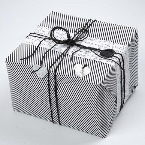 Black and white striped gift wrap on sale