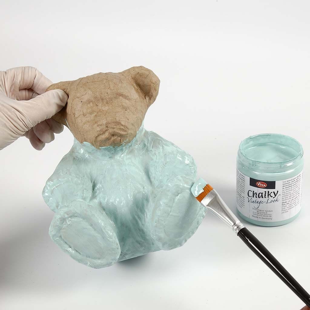 A Papier Mache Teddy painted with Chalky Vintage Look Paint