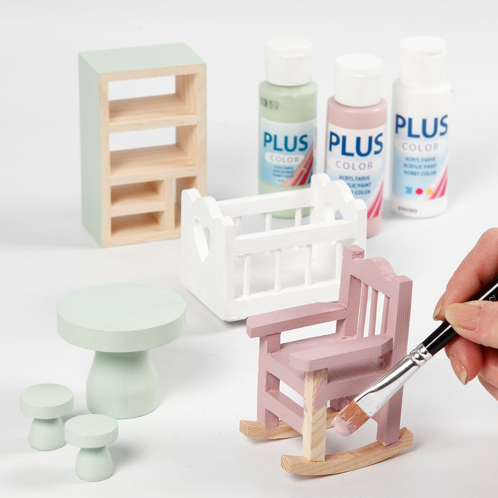 Doll s house furniture decorated with felt and craft paint